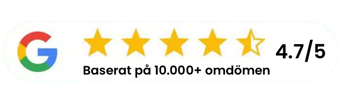 Happident: Googlebetyg 4,7 av 5 baserat på över 10 000 omdömen